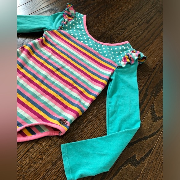 Matilda Jane Girls 8 “Moments With You” Teal Green/Multi-Color Stripes Bodysuit - Picture 4 of 10